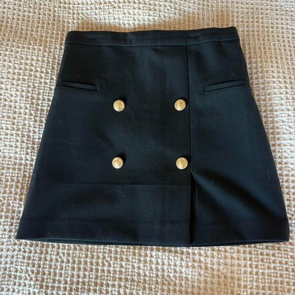 H&M Black Gold Button Mini Skirt US 4 - Picture 1 of 4